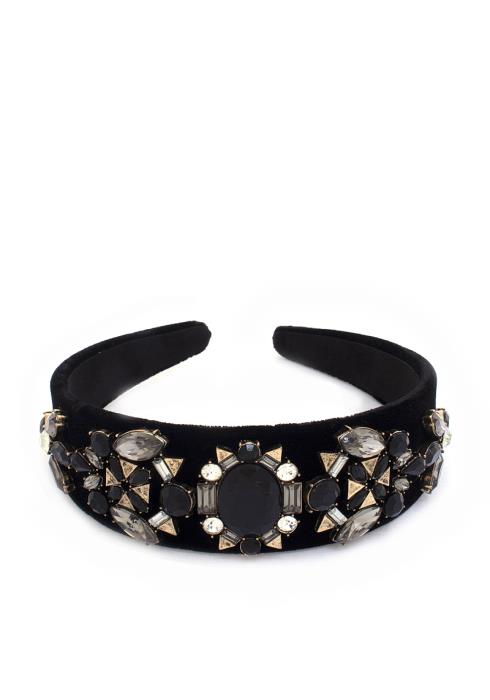 RHINESTONE VELVET TEXTURE HEADBAND