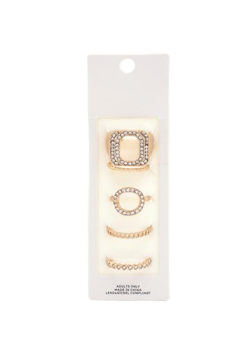 ROUND RHINESTONE ASSORTED RING SET