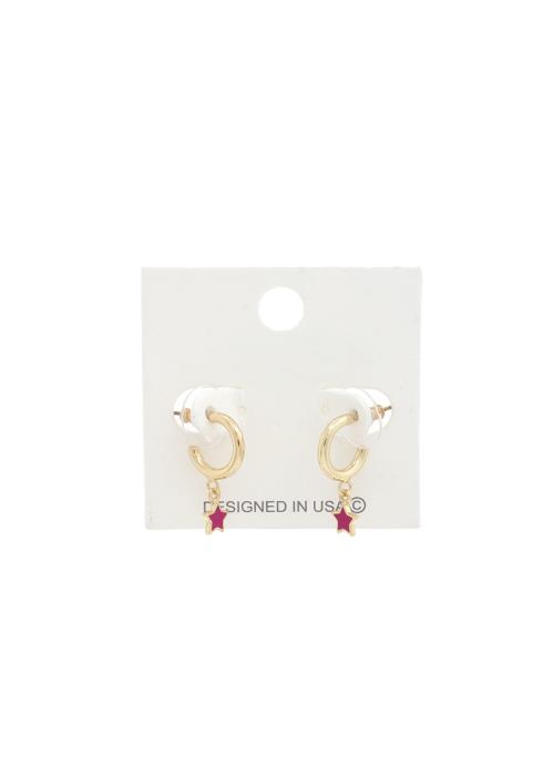 DAINTY STAR CHARM OPEN CIRCLE EARRING