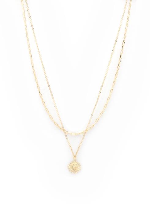 SUNFLOWER CHARM LAYERED NECKLACE