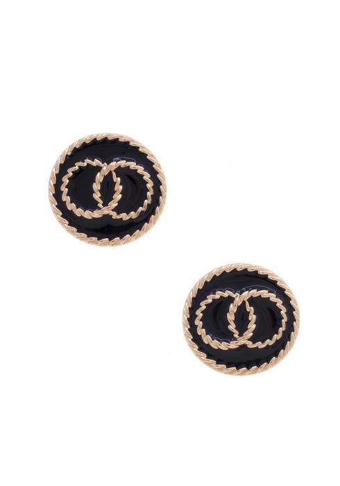 DOUBLE CIRCLE ENAMEL ROUND STUD EARRING