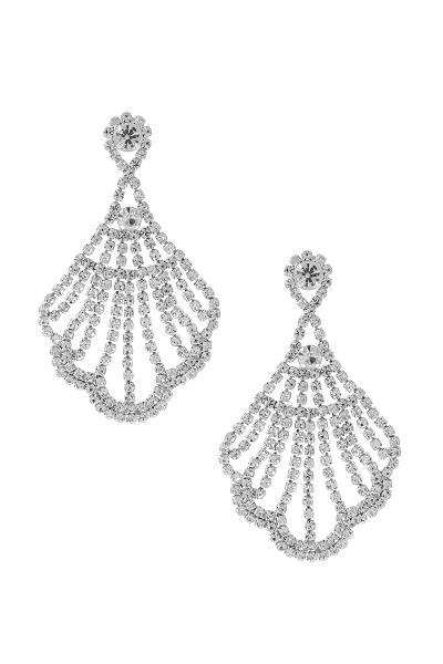 RHINESTONE SHELL SHAPE DANGLE EARRING