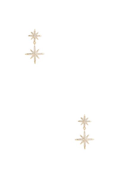 FASHION RHINESTONE METAL DOUBLE STARBURST SHAPE EARRING