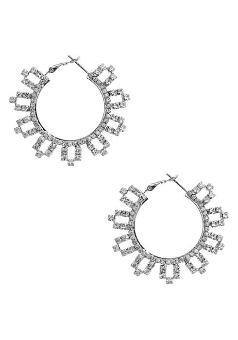 RHINESTONE GEOMETRIC HOOP EARRING