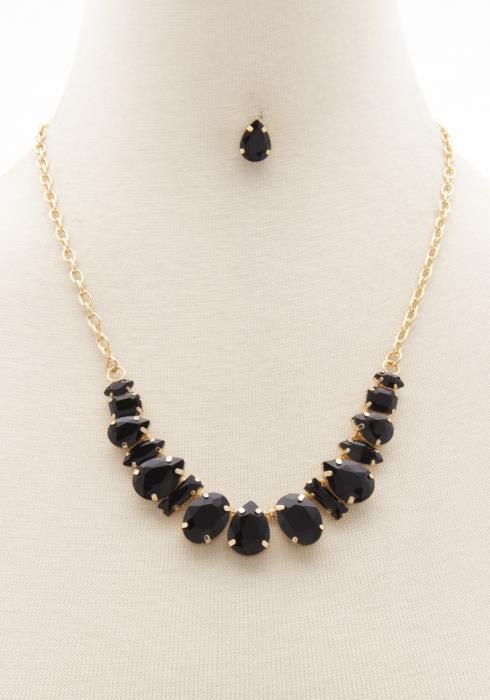 TEARDROP OVAL RHINESTONE NECKLACE