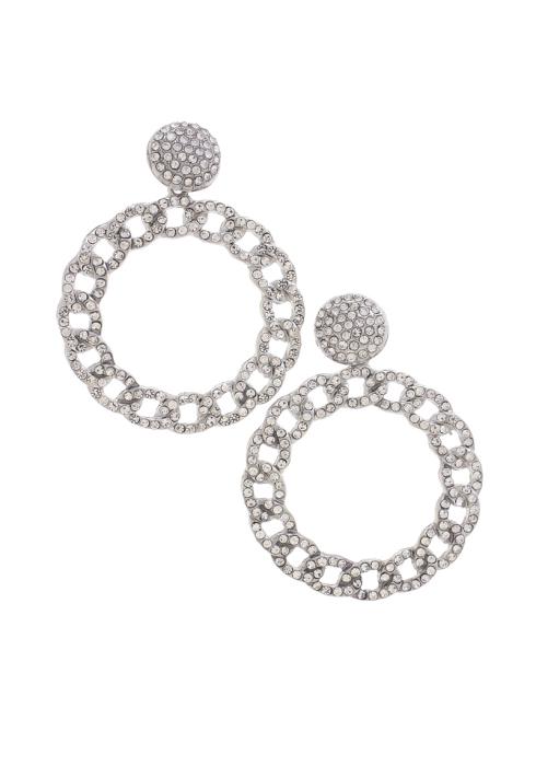 CURB LINK RHINESTONE CIRCLE EARRING
