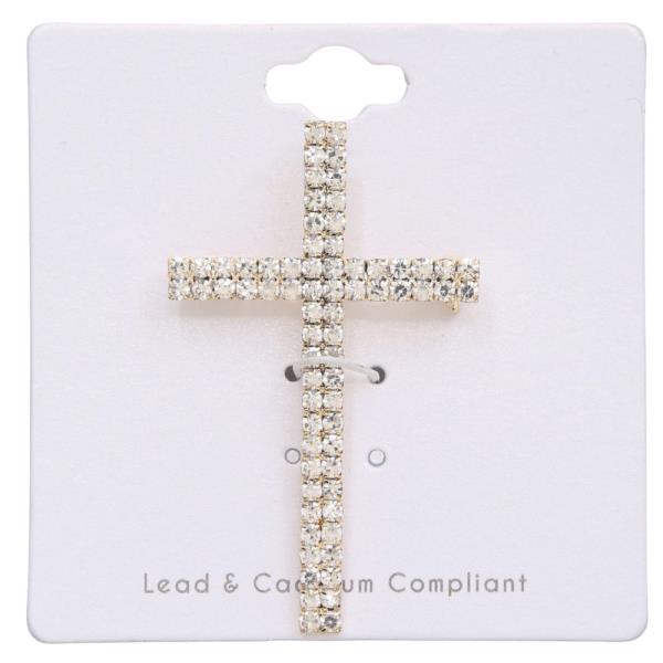 FASHION RHINESTONE ZIRCONIA CROSS BROOCH