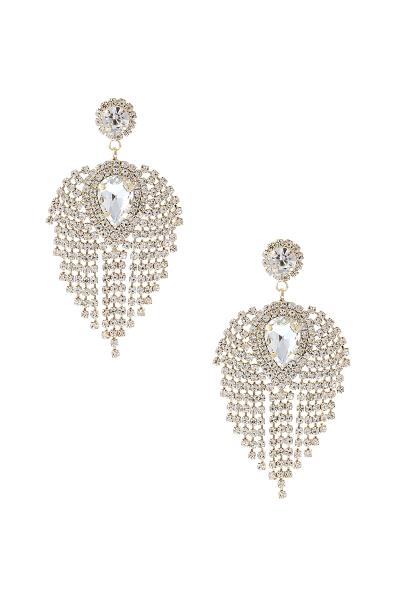 CRYSTAL RHINESTONE FRINGE DESIGN EARRING