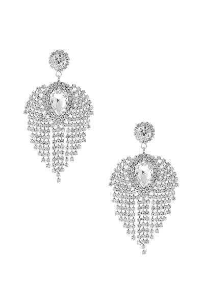 CRYSTAL RHINESTONE FRINGE DESIGN EARRING