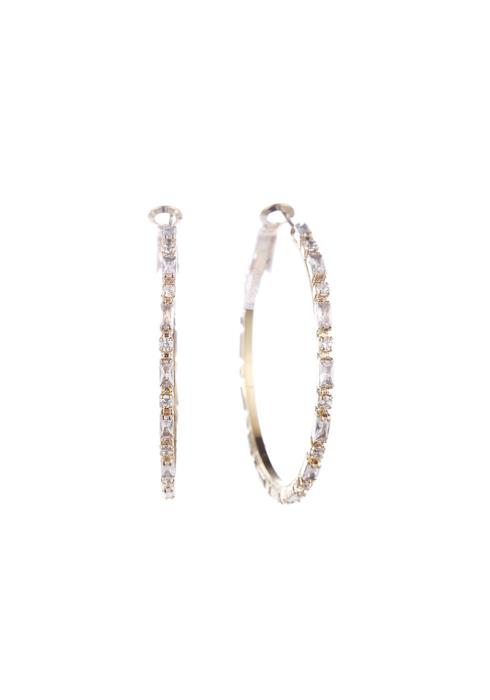 40MM CUBIC ZIRCONIA BEGAUETTE HOOP EARRING