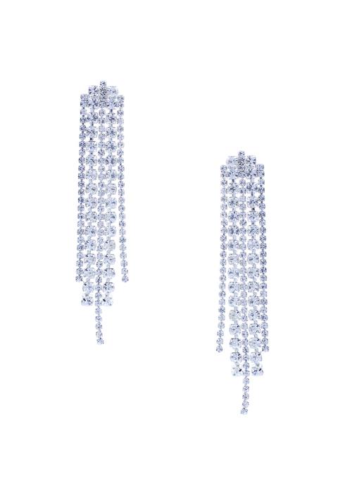 RHINESTONE MIXED SIZE STONE FRINGE EARRING