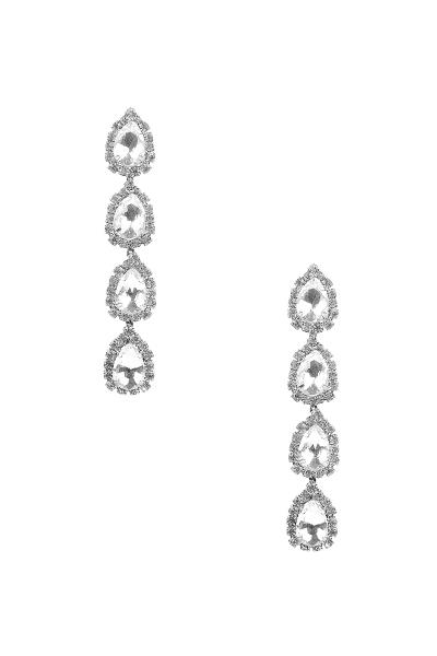 FASHION QUAD TEAR RHINESTONE DROP EARRING