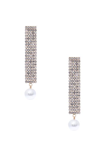 RHINESTONE STRIP PEARL EARRING