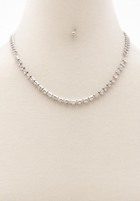 RHINESTONE METAL NECKLACE