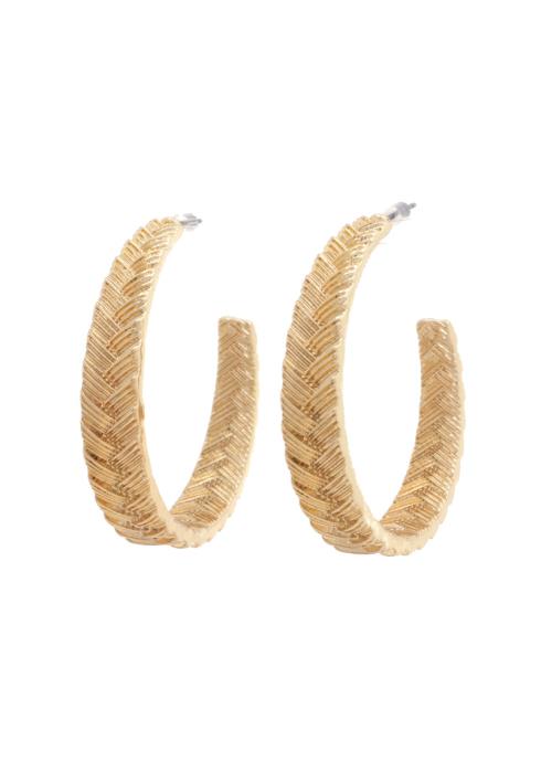 WOVEN PATTERN OPEN CIRCLE EARRING