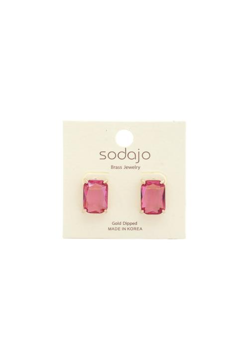 SODAJO RECTANGLE TRANSPARENT GOLD DIPPED EARRING