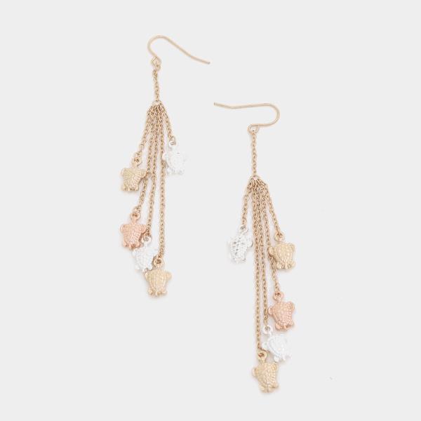 TURTLE CHARM CHAIN DANGLE EARRING