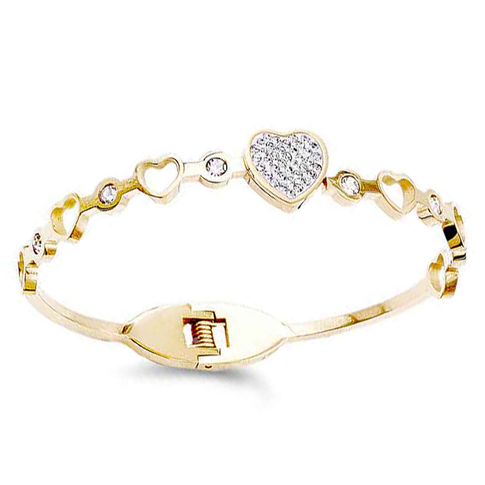 METAL HEART RHINESTONE MIX HINGE BRACELET