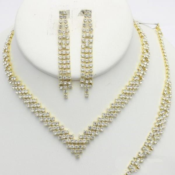 RHINESTONE NECKLACE BRACELET SET