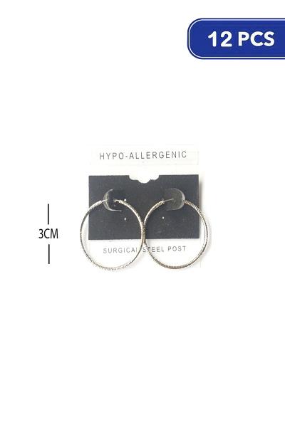 30MM TEXTURE ENDLESS HOOP EARRING (12 UNITS)