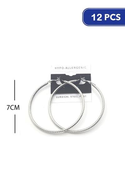 70MM TEXTURED HOOP EARRING (12 UNITS)