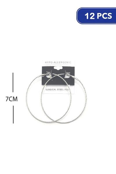 FASHION TWIST METAL HOOP 70MM EARRING (12 UNITS)