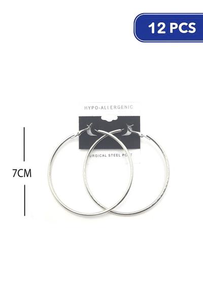 FASHION METAL HOOP 70MM EARRING (12 UNITS)