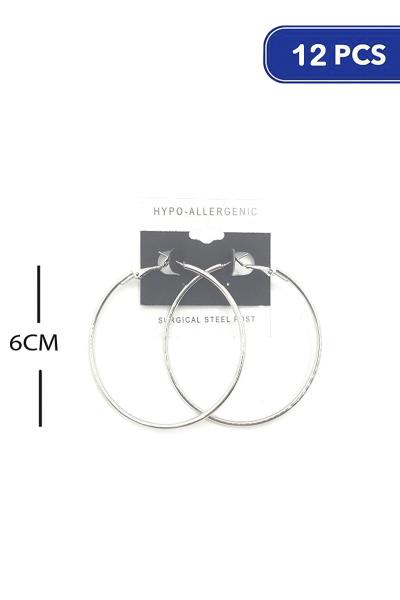 FASHION METAL HOOP 60MM EARRING (12 UNITS)