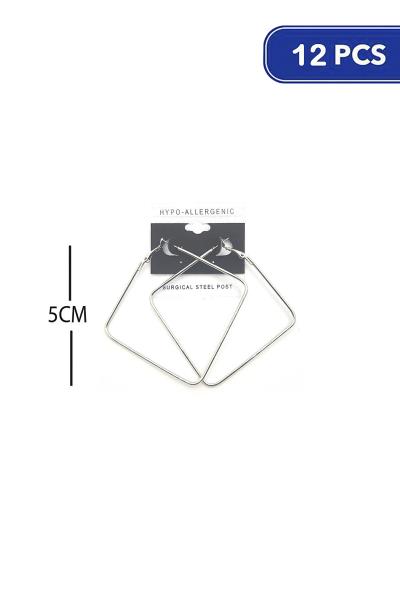 FASHION SQUARE METAL HOOP 50 MM EARRING (12 UNITS)