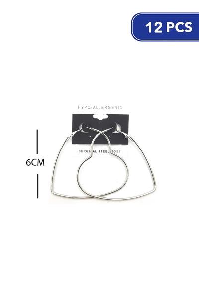 FASHION HEART METAL HOOP 60 MM EARRING (12 UNITS)