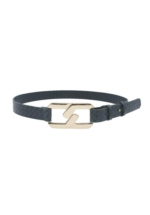 WEAVE PU LINK CHAIN BUCKLE SIDE TIE BELT