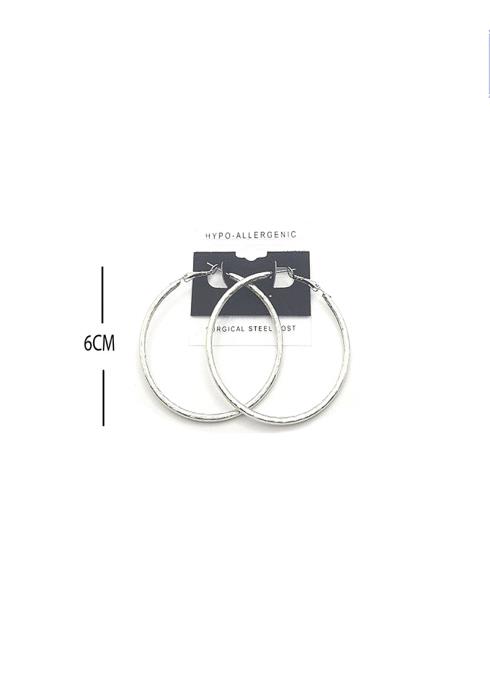 FASHION TEXTURE METAL HOOP 60MM EARRING