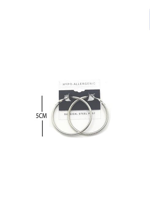 FASHION TEXTURE METAL HOOP 50MM EARRING