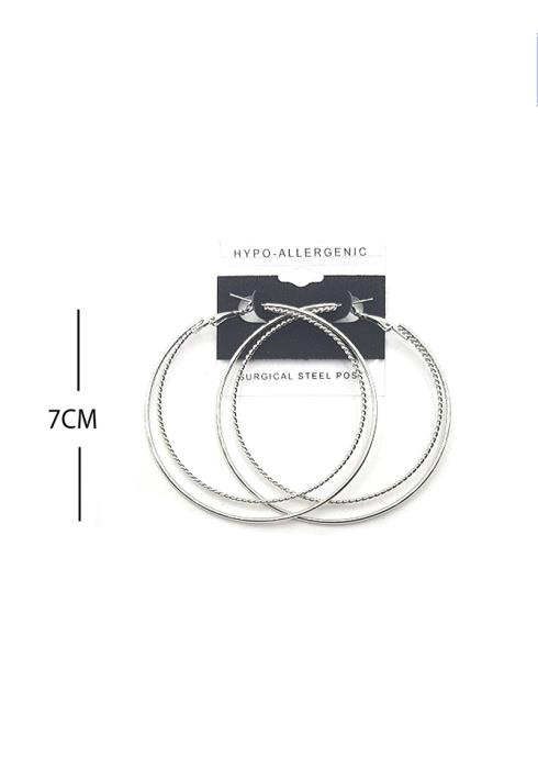 FASHION DOUBLE RING METAL HOOP 70MM EARRING