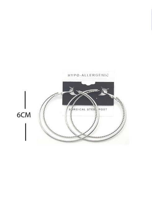 FASHION DOUBLE RING METAL HOOP 60MM EARRING