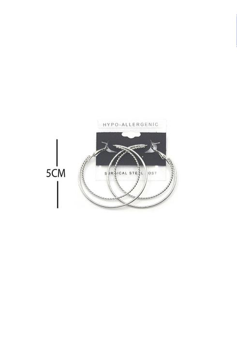 FASHION DOUBLE RING METAL HOOP 50MM EARRING