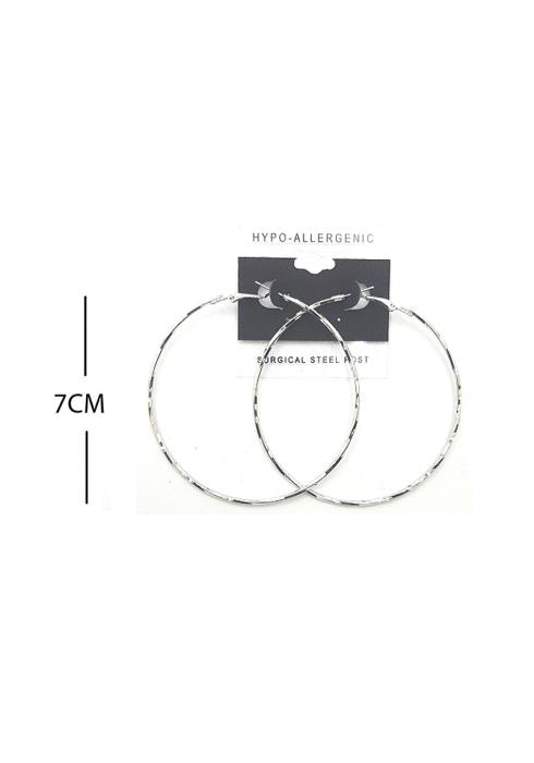 FASHION HAMMERED METAL HOOP 70MM EARRING