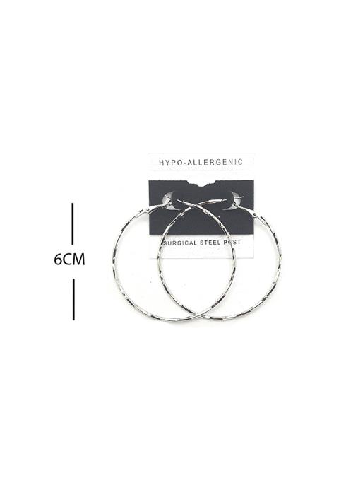 FASHION HAMMERED METAL HOOP 60MM EARRING