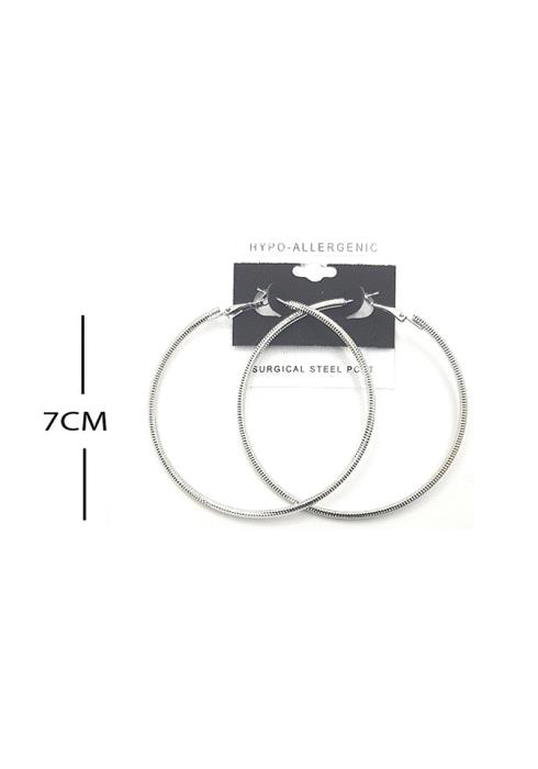 FASHION TEXTURE METAL HOOP 70MM EARRING