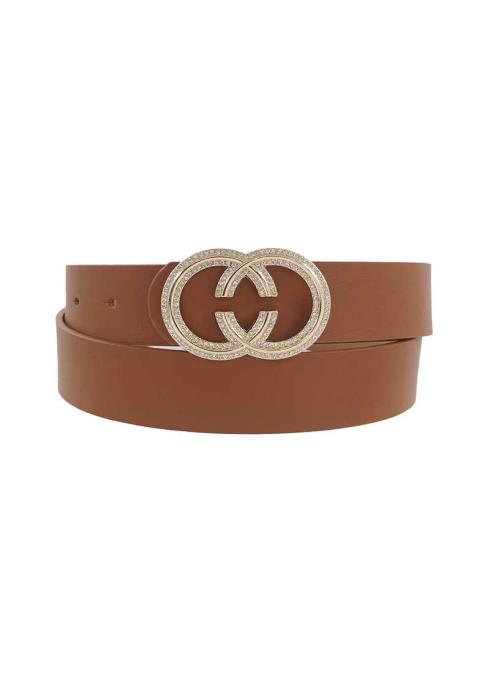 PLUS SIZE RHINESTONE TRIMMED BUCKLE BELT