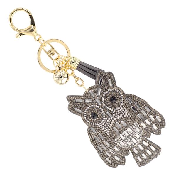 FASHION RHINESTONE PATTERN OWL KEYCHAIN