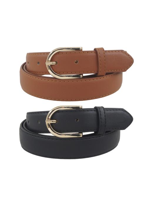 PLUS SIZE BASIC U BUCKLE SIDE STITCH DUO BELT