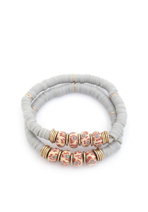 FLOWER BEAD HEISHI BEAD BRACELET SET