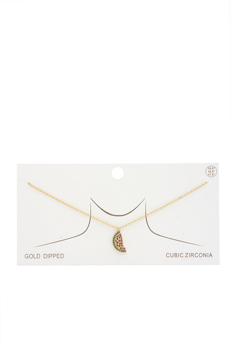 WATERMELON SLICE CHARM GOLD DIPPED NECKLACE