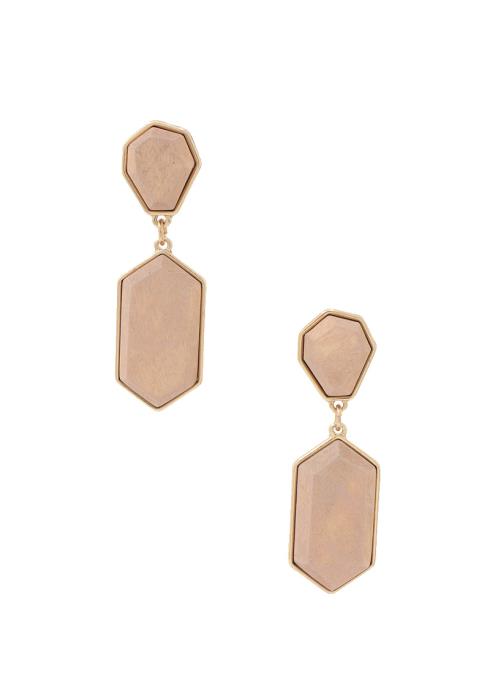 GEOMETRIC WOOD POST DROP EARRING
