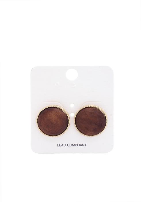 ROUND WOOD EARRING
