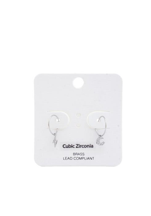 LIGHTNING BOLT MOON CHARM HUGGIE EARRING