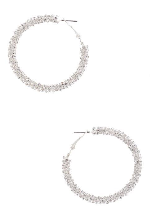 RHINESTONE HOOP EARRING