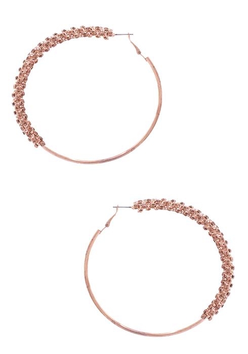 OVERSIZE RHINESTONE CHAIN EDGE HOOP EARRING