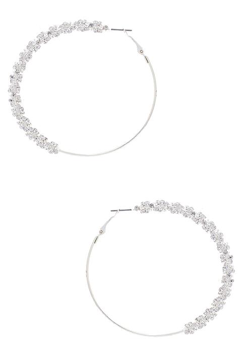 RHINESTONE CHAIN EDGE HOOP EARRING